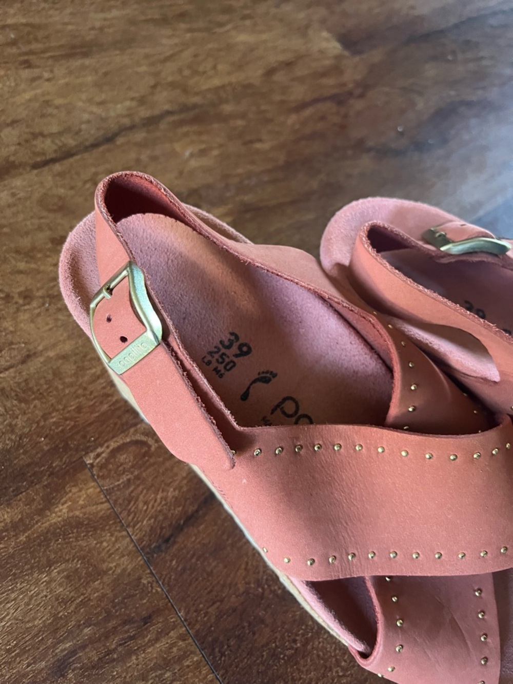 Birkenstock Papillio 39 US 8 Samira Rivets Earth Red Nubuck Wedge Sandals - Picture 7 of 10